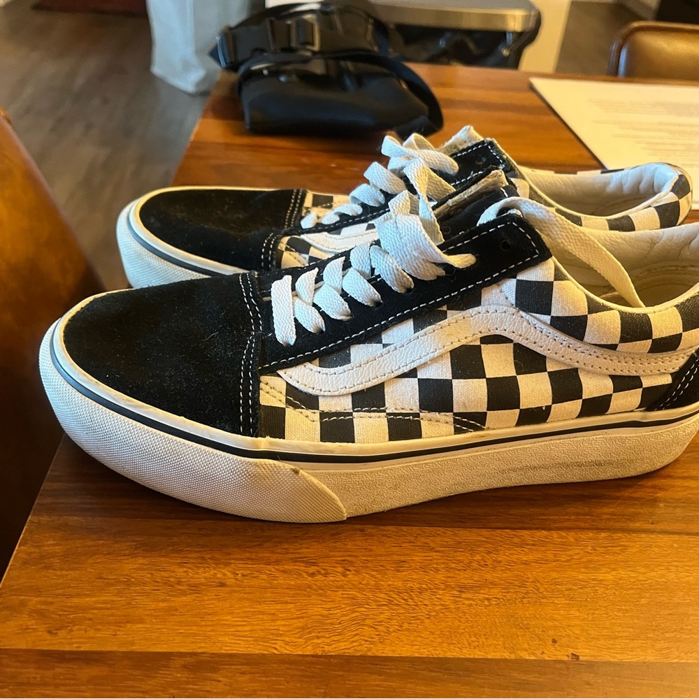 Checkered Vans With 1 In. Platform Bottom. - image 3